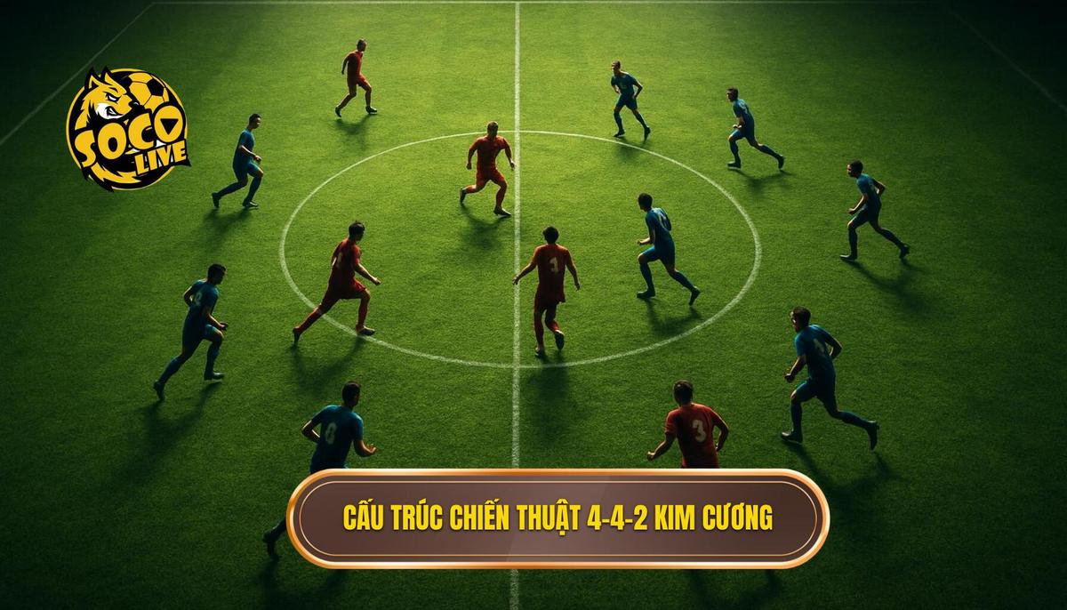 Chiến thuật 4-4-2 kim cương: Sơ đồ kinh điển và nghệ thuật kiểm soát khu trung tuyến 1 Cấu trúc nền tảng của Chiến thuật 4-4-2 kim cương